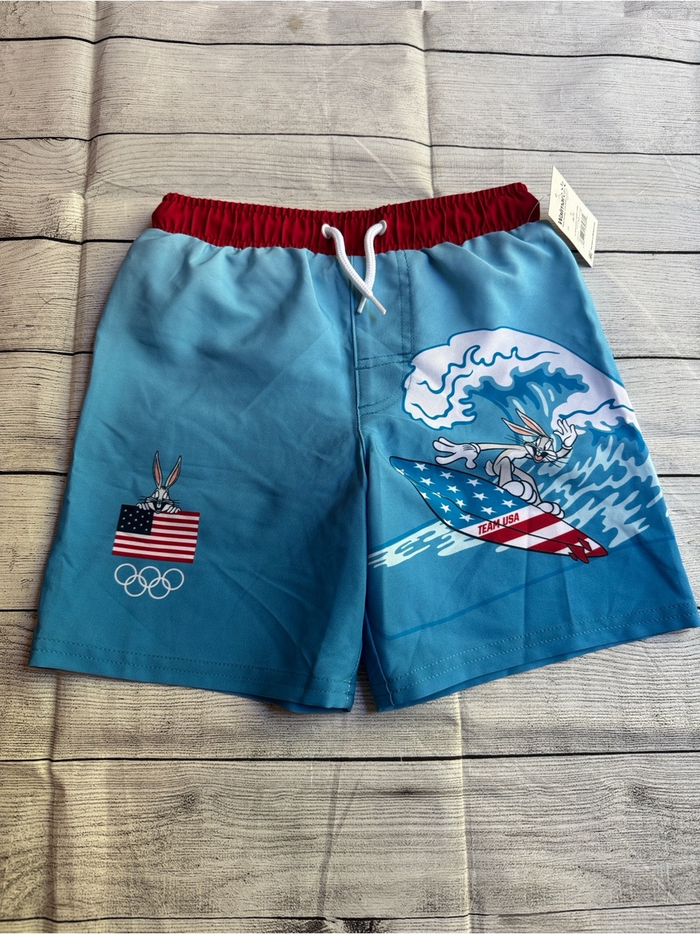 Looney Tunes x Looney Tunes Bug Bunny Surfing Swim Trunks size Small